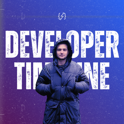 Rashid standing in front of the DeveloperTimeline title card